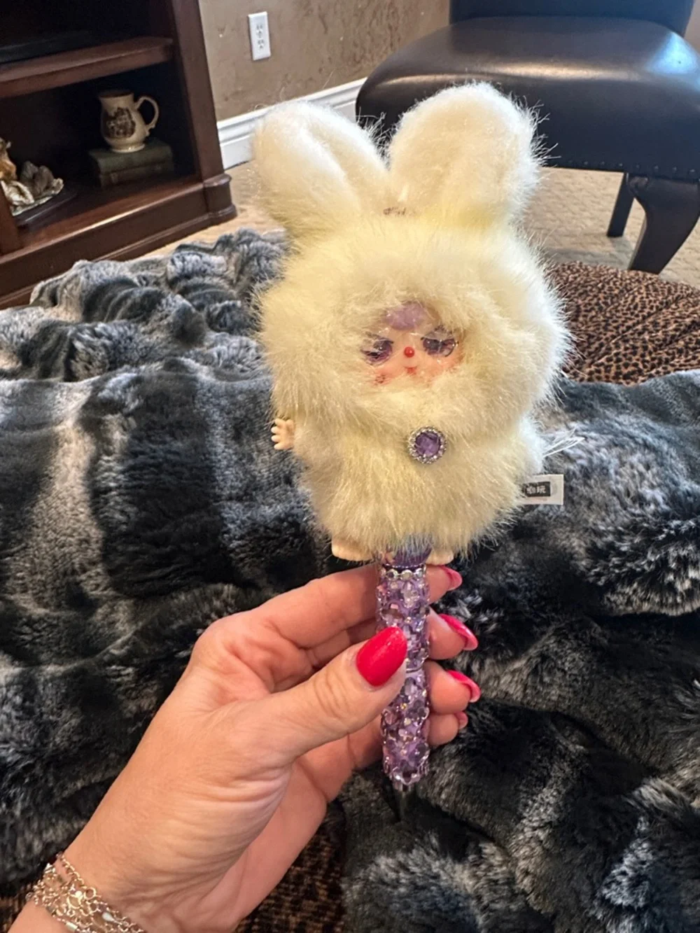 Gorgeous Hand Crafted Pen with an Authentic  Baby Three Bunny as the Focal